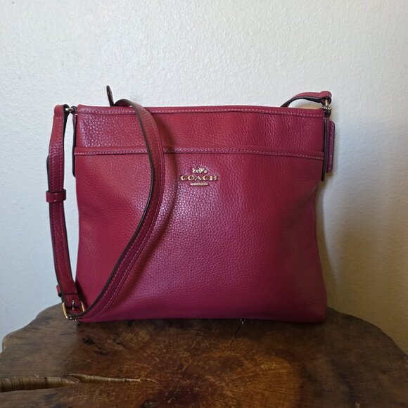 Coach Fuchsia Pink Pebbled Leather Crossbody Bag – Gold Hardware - Picture 10 of 16